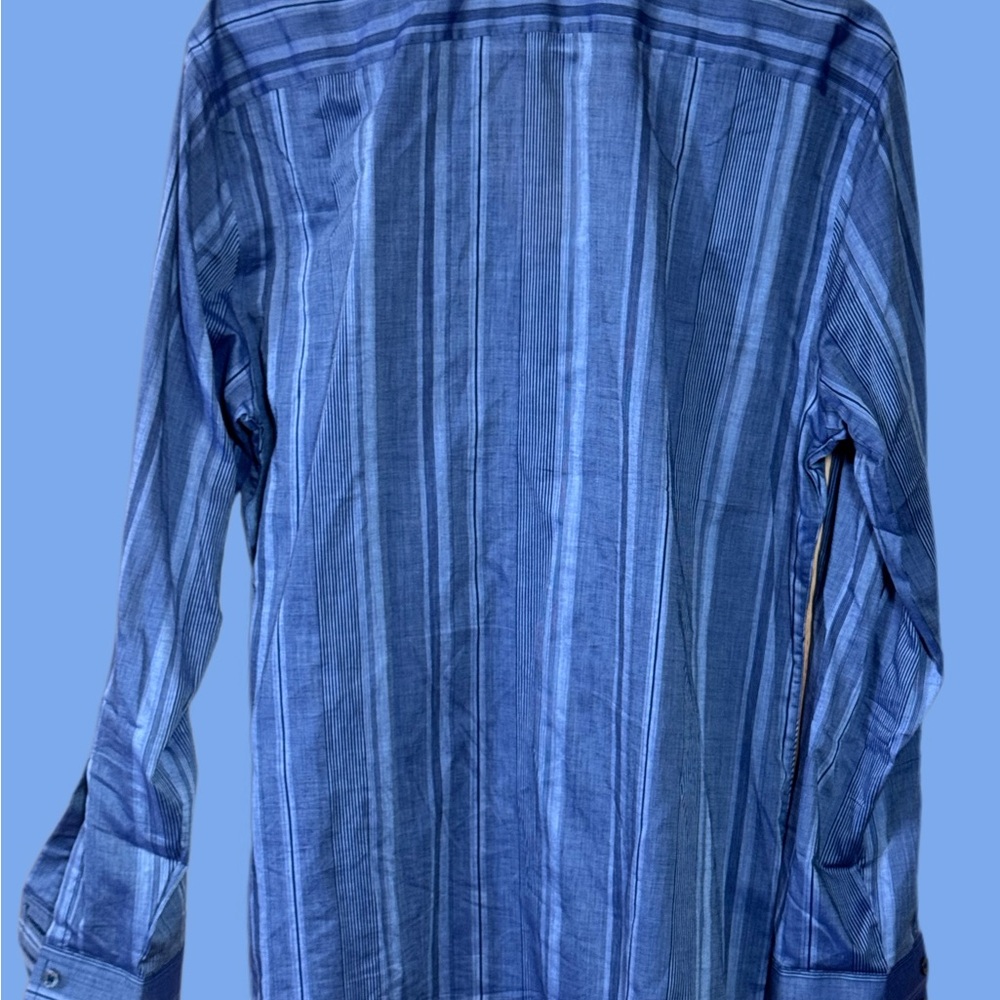 Zachary Prell Navy Striped Button Down Shirt - Picture 3 of 5